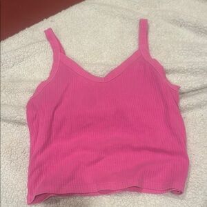 Pink Sleeveless Fitted Crop Camisole
